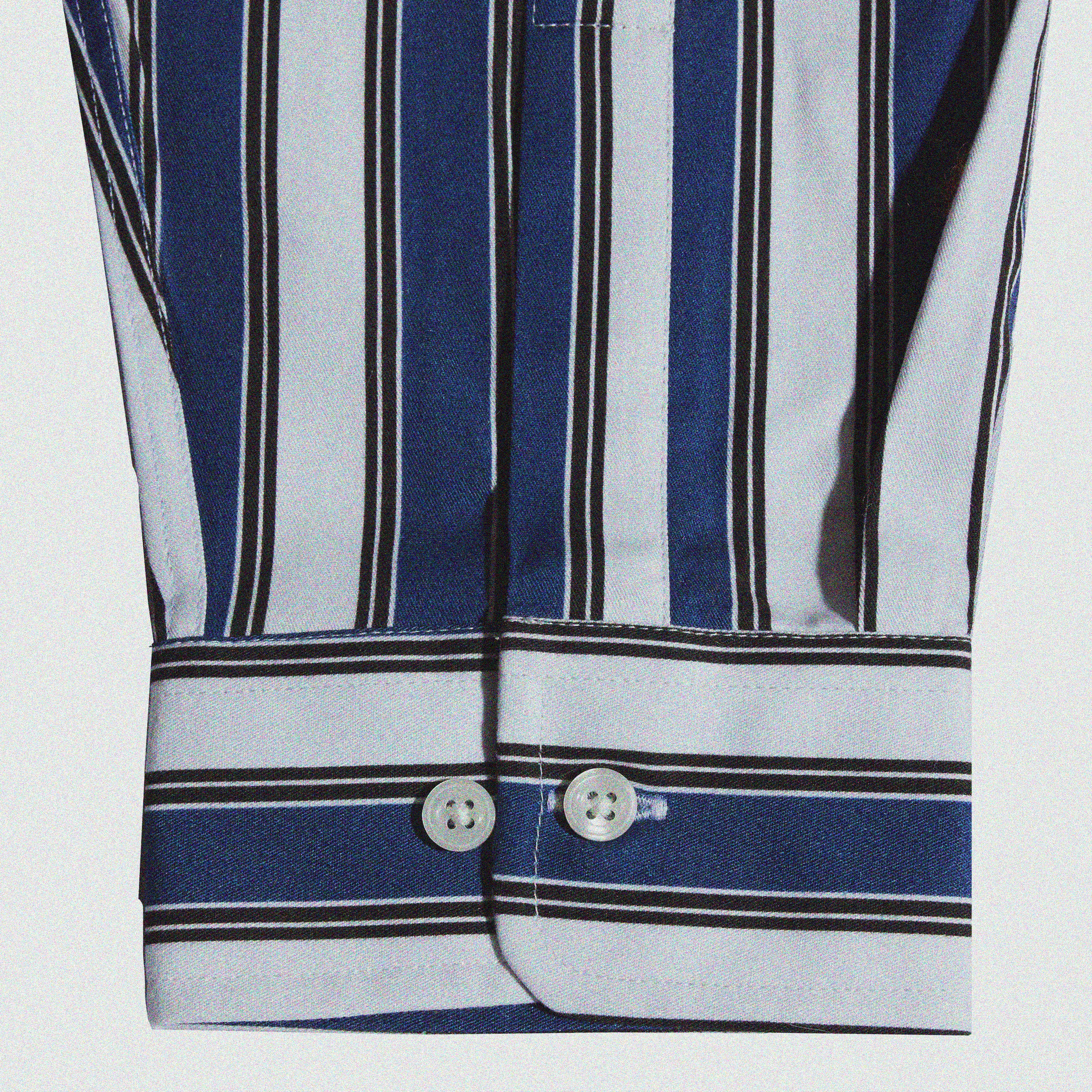 WIDE STRIPED BUTTON DOWN SHIRT - GAFFUR